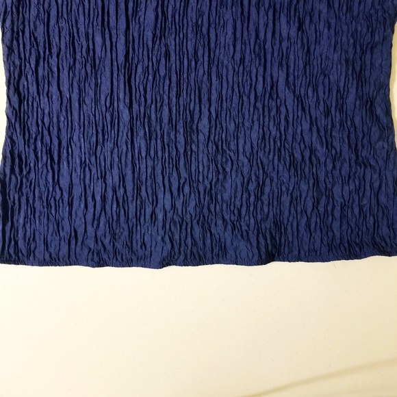 Copy Cats Royal Blue Satin Crinkle Short Sleeve Dressy Blouse Size L Vintage - Picture 6 of 9